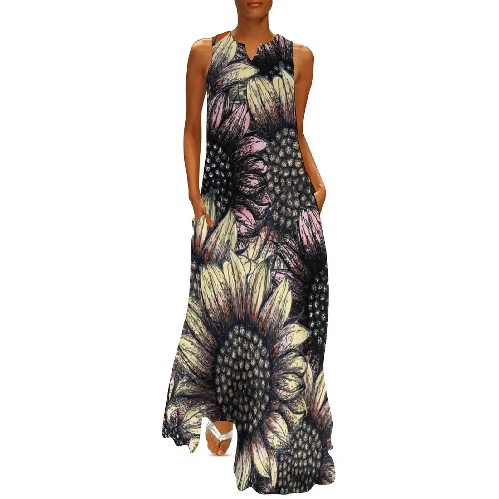 

Sunflower bouquet Long Dress beach dress Party dresses Summer women's clothing prom dress 2025