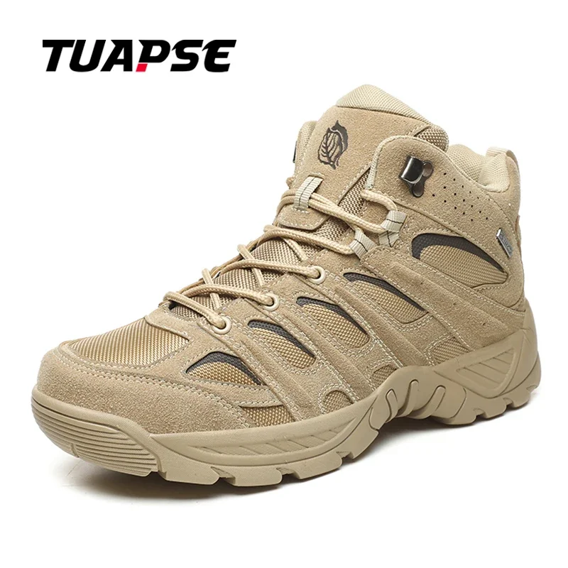 TUAPSE Men Boots Mens Desert Work Safety Shoes Outdoor Climbing Hiking Shoes Ankle Autumn Men Tactical Boots