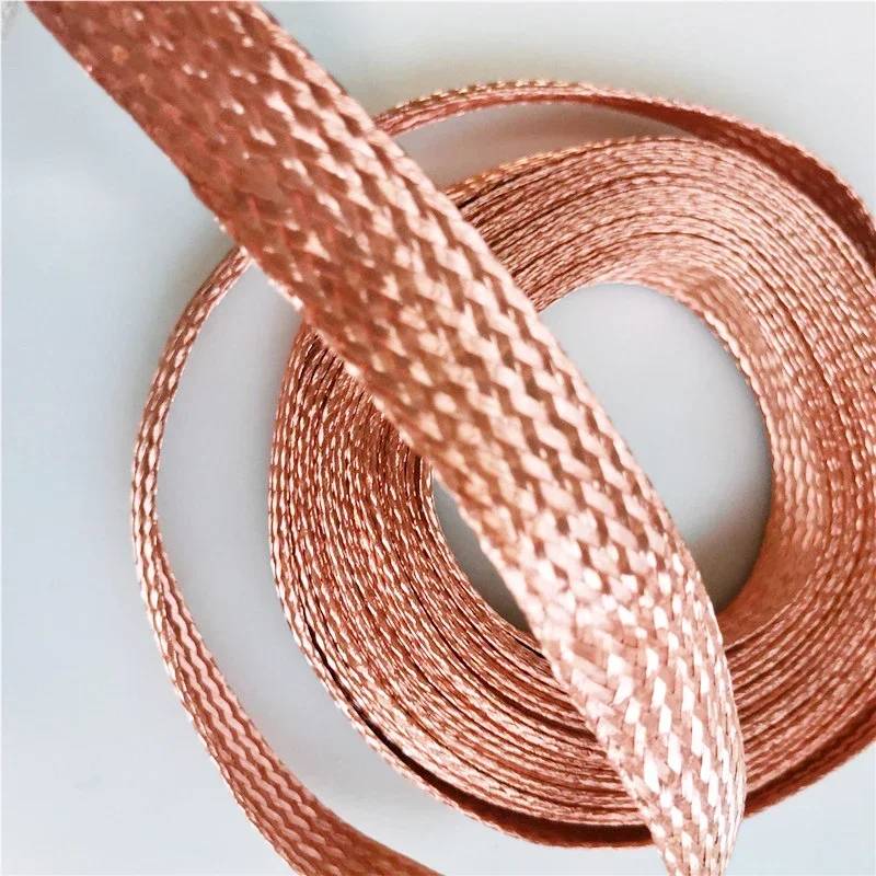 10m 10 Square Flat Pure Copper Braid High Flexibility Cable Bare Copper Braid Lead Wire Ground Lead Wire