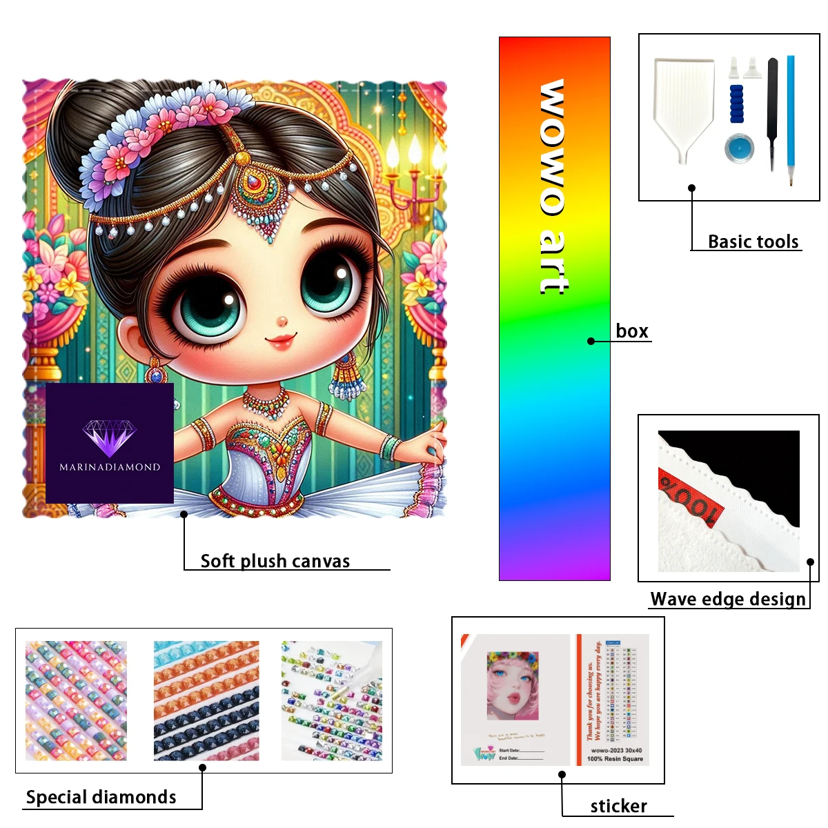 

【MARINA Diamond Art】A wealthy little girl Crystal AB Rhinestone FD Rhinestone Perfect Resin Diamond