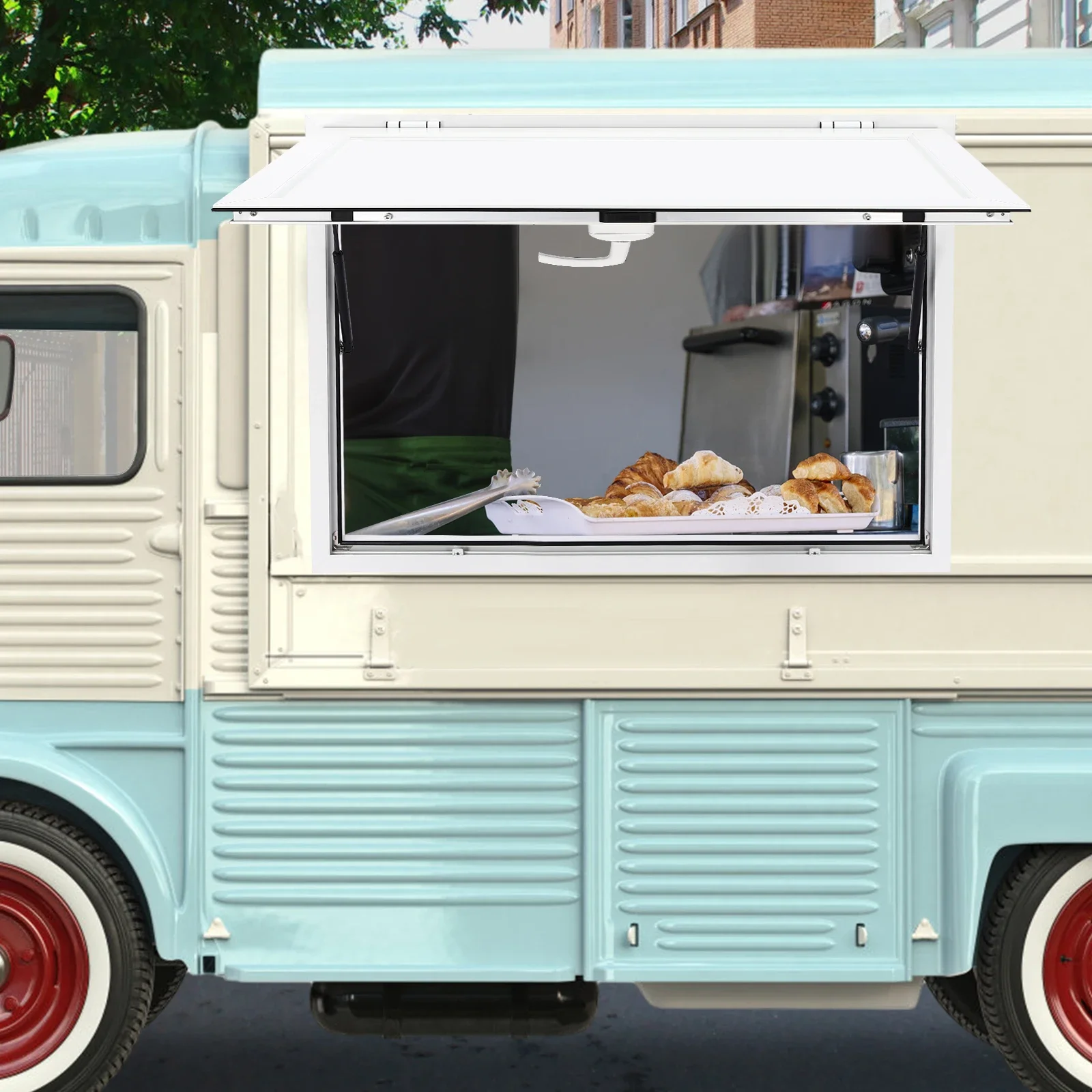 Okno do food trucka, kiosk, okno serwujące do cateringu, przyczep grillowych, kamperów, o wymiarach 36*24 cali.