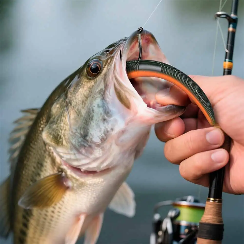 Proberos 10 Stück Wurm-Silikon-Bass-Angelköder, weicher Kunststoff-Gummi-Stickbait, Wacky für Rig-Bass-Köder, Salzwasser, Süßwasser ﻿ – Detail 13