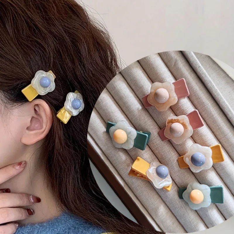 2pc Fashion Beautiful Flower Hair Side Clips for Women Girls Kids Child Hairpin Gift Hair Accessories Headwear Ornament