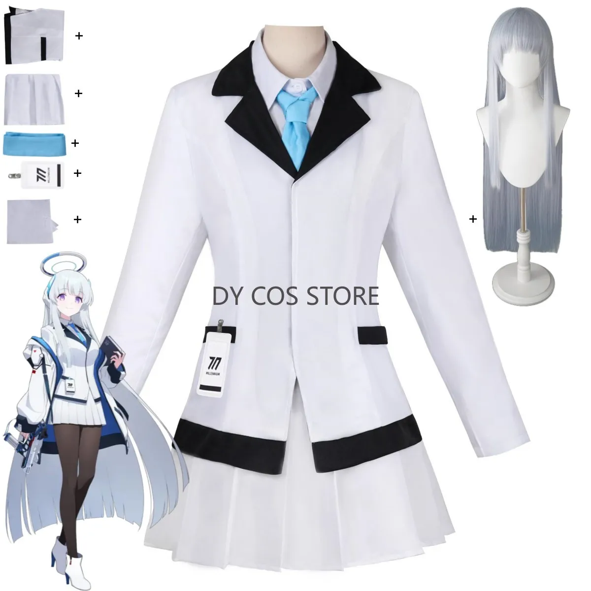 

Game Blue Archive The Animation Ushio Noa Cosplay Costume Japanese School Uniform Skirt Coat Wig Woman Sexy Carnival Suit