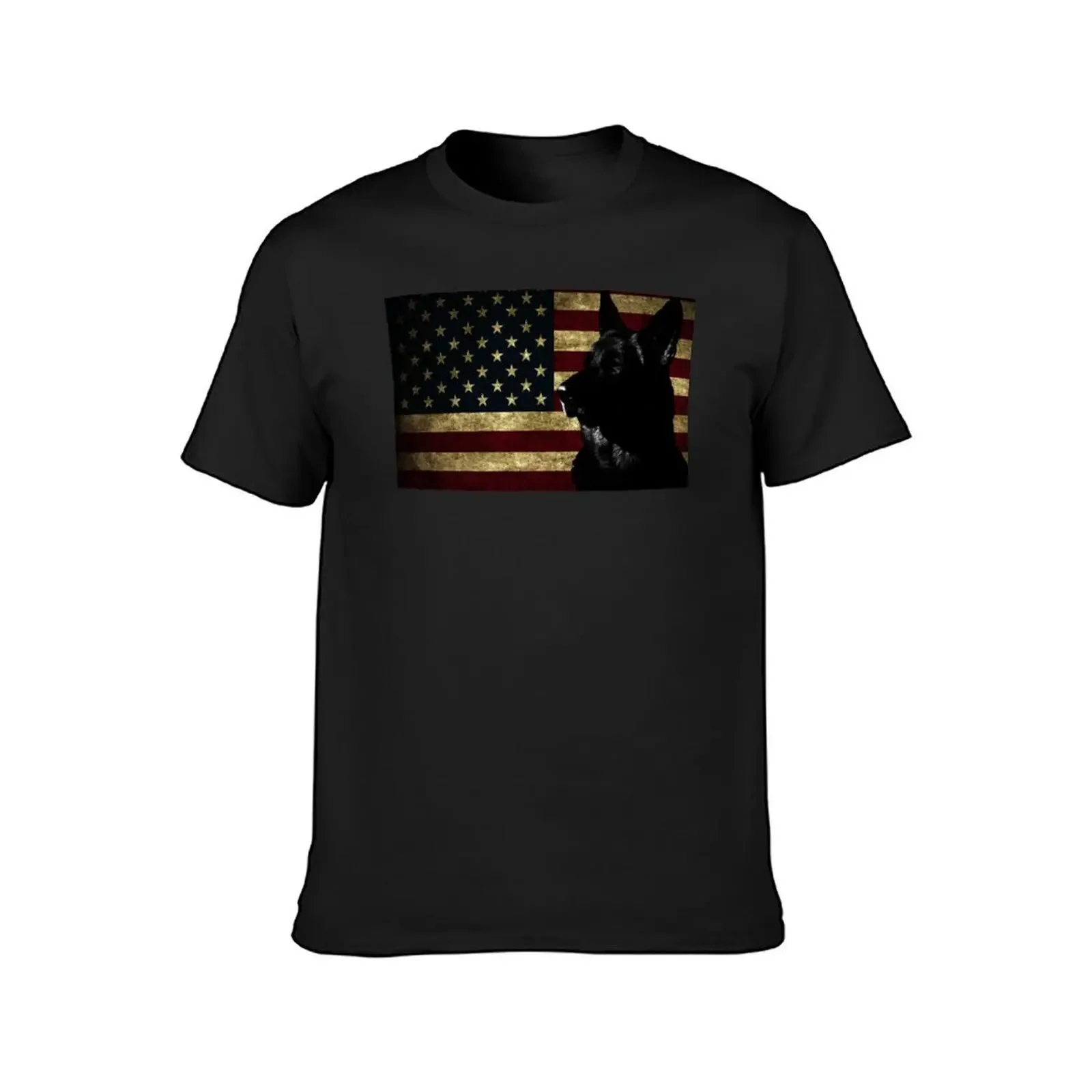 Black German Shepherd face American Flag lover 4th of July gift GS dog dad GSD Dog mom T-Shirt for a boy men clothes