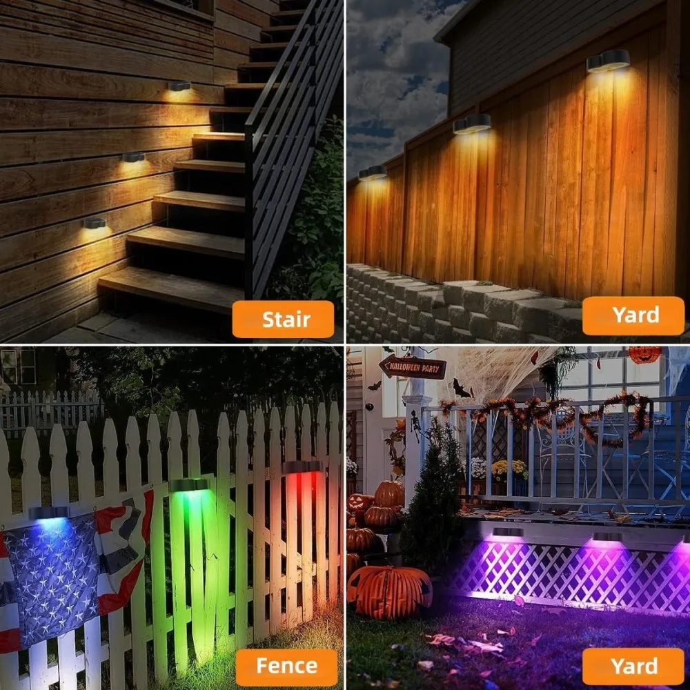 LED Solar Lights Outdoor Warm White RGB Garden Decoration Outdoor Outdoor Wall Lamp for fence Outdoor Lighting Solar Stair light