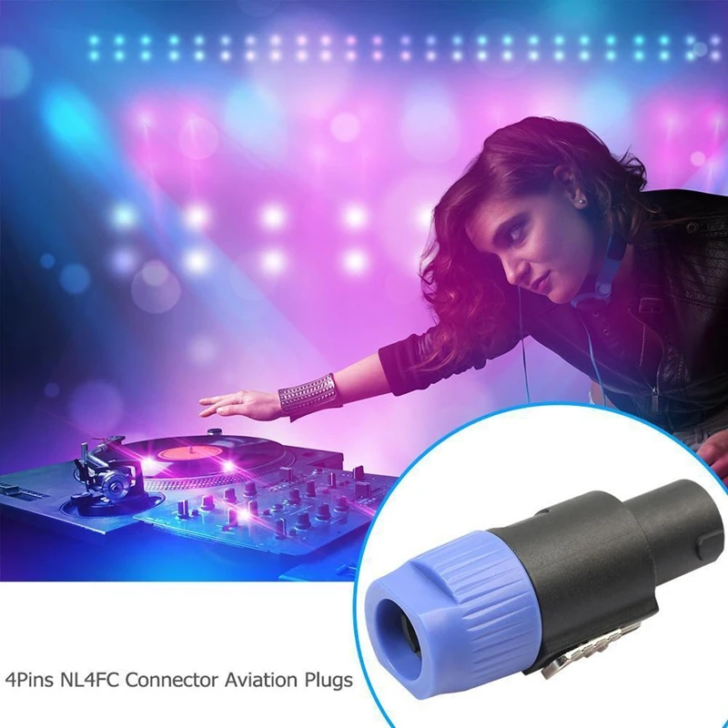 20Pcs Speaker Audio Cable Plug Adapter 4 Pin Speakon Female Jack Accessories Blue