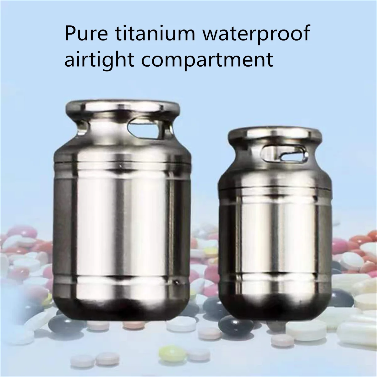 Pure titanium Mini Pill Holder Metal Portable Sealed Waterproof Warehouse Moisture-proof Keychain storage Box