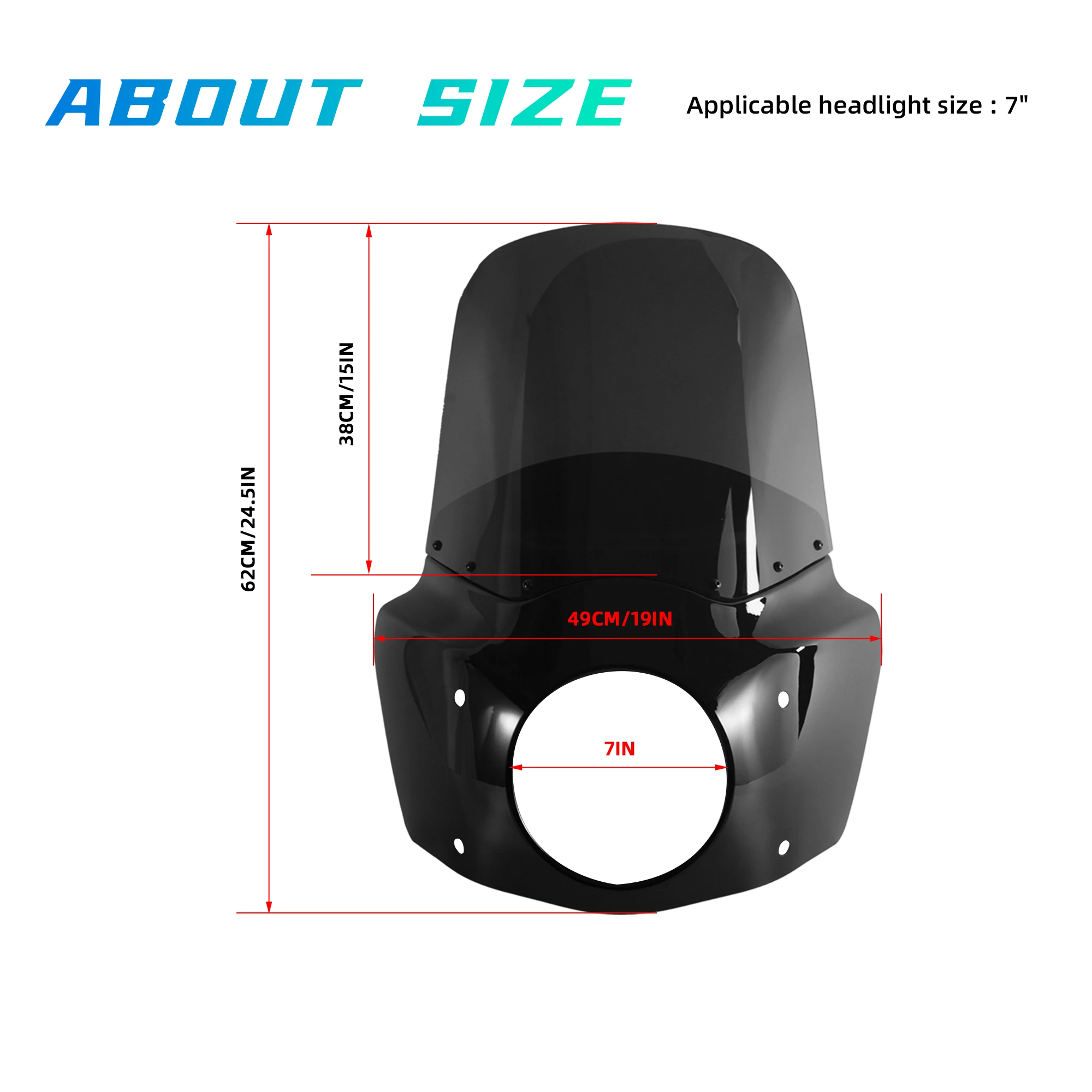 مصباح أمامي مناسب للزجاج الأمامي مقاس 15 بوصة مقاس 7 بوصة لدراجة Harley Touring Road King FLHR 1994-2023 Road King Special FLHRXS 2017-2025