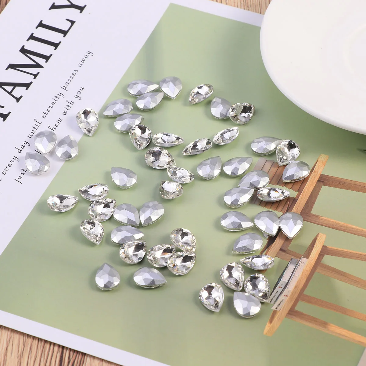 50 قطعة حفر قطرة سفلية كريستال حجر الراين لا ثقب دمعة الراتنج تألق الأحجار الكريمة DIY بها بنفسك ملابس الزفاف الأحذية الحرفية المحمول #2