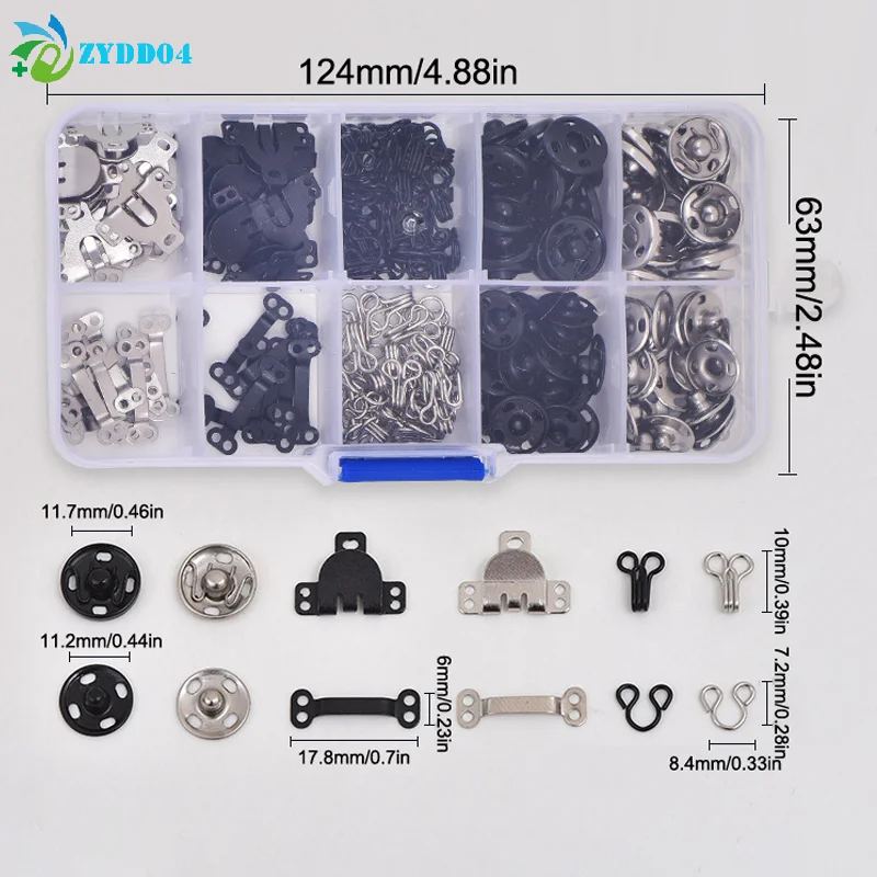 ●Sewing Hooks And Eyes Set Sew-on Snap Buttons DIY Clothing Button Sewing Closures Snaps Kit For Clothes Bags Sewing Craft
