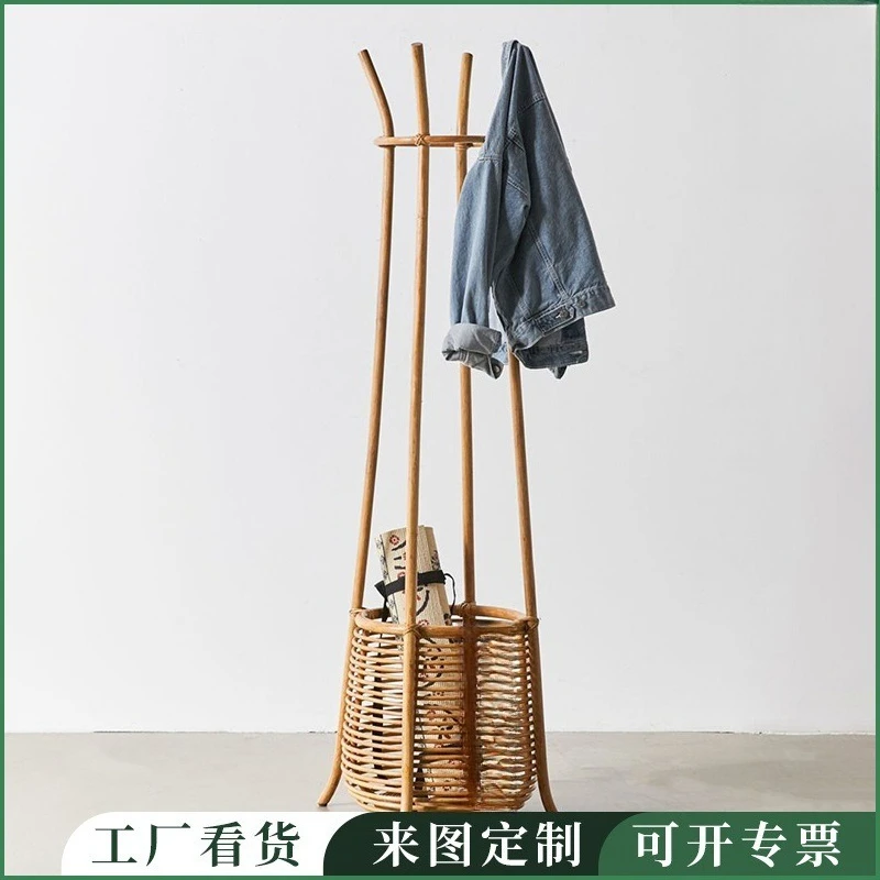 

Nordic ins coat rack B & B hotel rattan floor hanger door hanger rattan handmade rattan, wholesale
