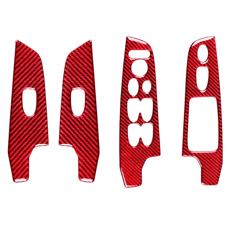 

4 шт. для Honda Civic 2006-2011, запасные части, аксессуары, красная накладка на переключатель окна из углеродного волокна