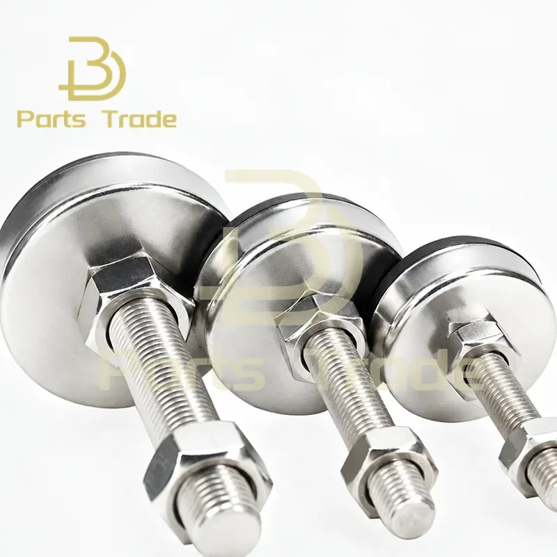 4Pcs Stainless Steel Adjustable Furniture Feet M8 M10 M12 M14 Threaded Rubber Anti-Slip Damping Guard Glide Pad for Cabinet