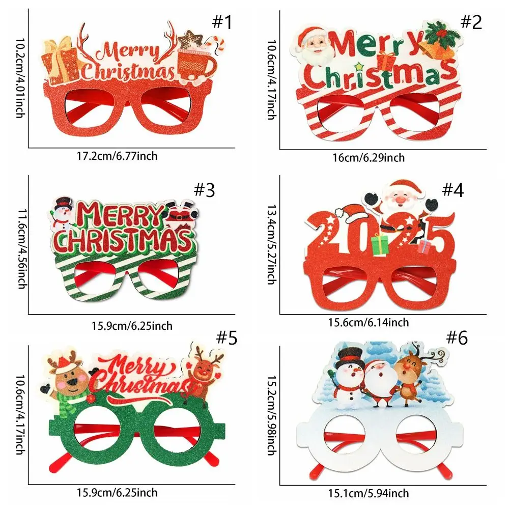 الكرتون عيد الميلاد نظارات الإطار الترتر DIY سانتا كلوز ثلج نظارات رائعة اليدوية السنة الجديدة النظارات الزخرفية حفلة موسيقية الدعائم