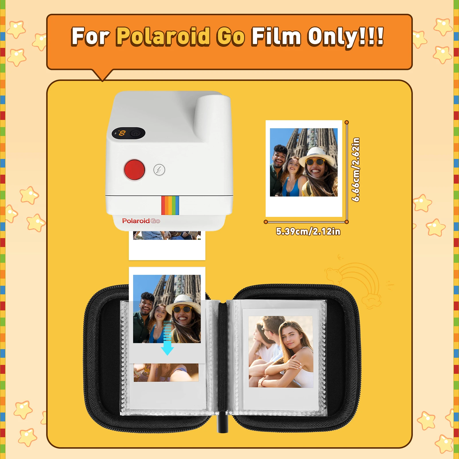 YINKE Pocket Photo Album for Polaroid Go Film/Go Instant Mini Camera Portable Travel Protective Photo Album Case Holds 40 Photos