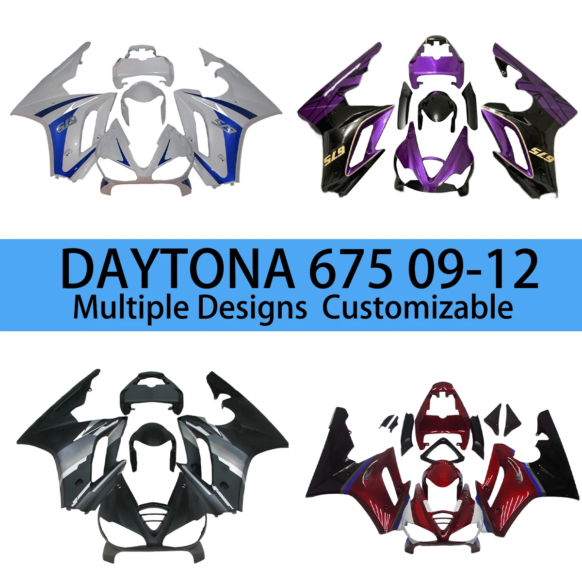 

675R 2009 2010 2011 2012 Fairing Body Kit for Triumph Daytona 675 09 10 11 12 Motorcycle Fairings Bodywork Panel Set Fit