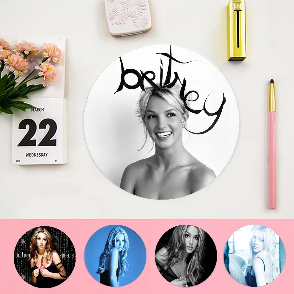 Singer Britney Spears DIY Round Desktop Desk Mat Kawaii Gaming Accessories Students Writing Pad Mouse Pad for PC Desk Pad