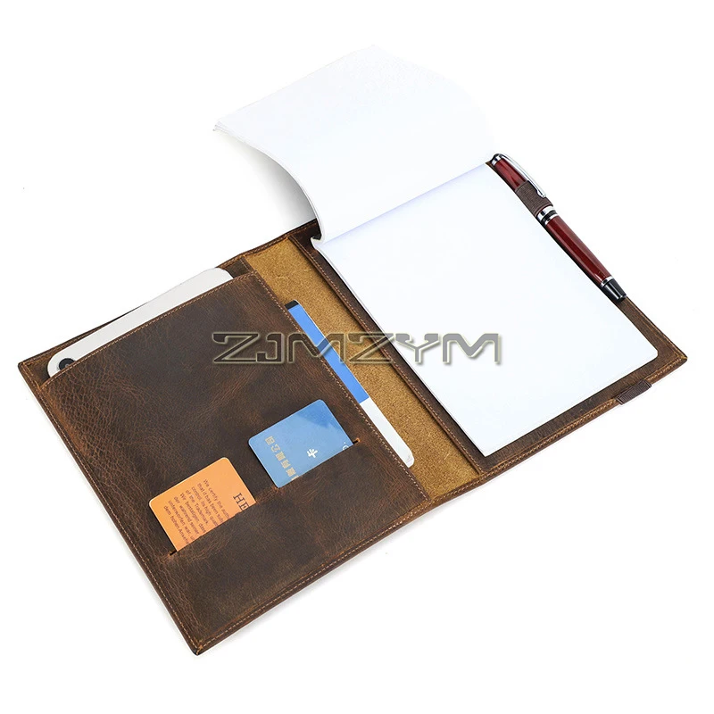 Imagem -05 - Leather Journal Cover Compatível com Pad Notebook Organizer com Pen Slot Slots de Cartão Elastic Band a5 79 83