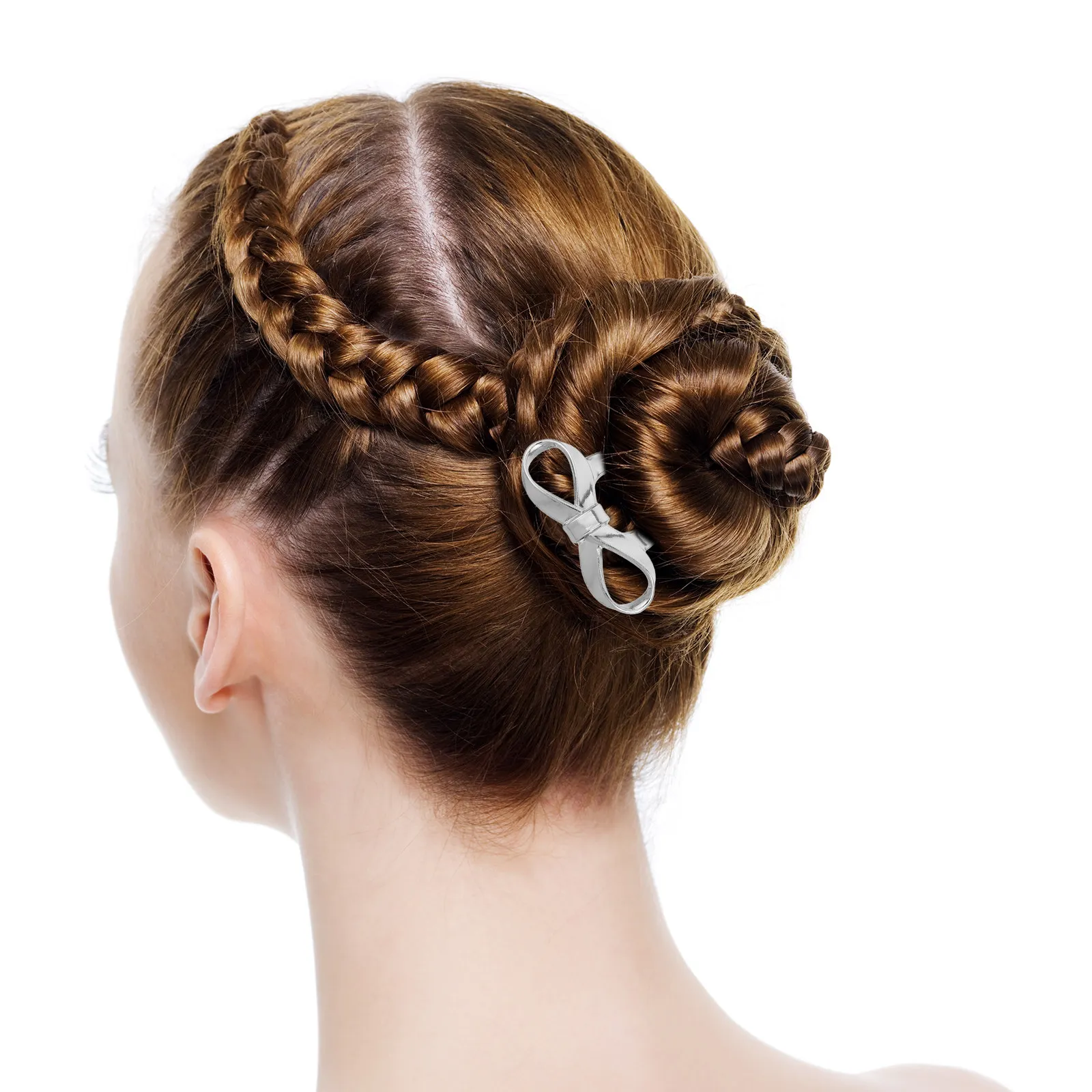 

Sophisticated Bow Hairpin Exquisite Polish Zinc Alloy U-Shaped Hair Fork for Loose Waves French Twist Buns Updo Styling