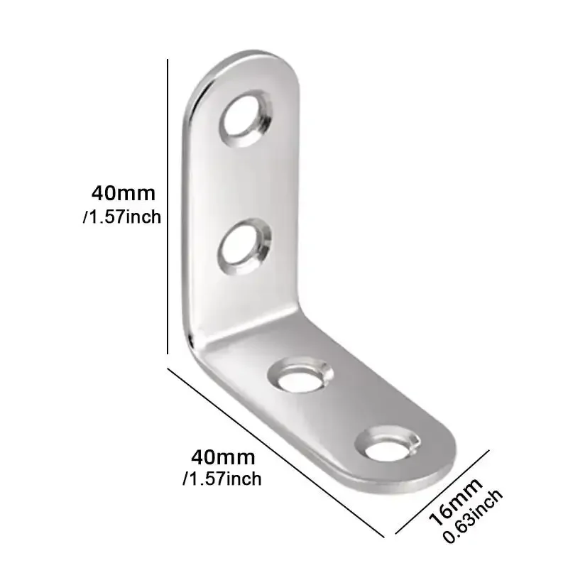 10PCS 90 degree angle bracket, stainless steel angle bracket fastener, wall bracket, shelf, table, chair hanger