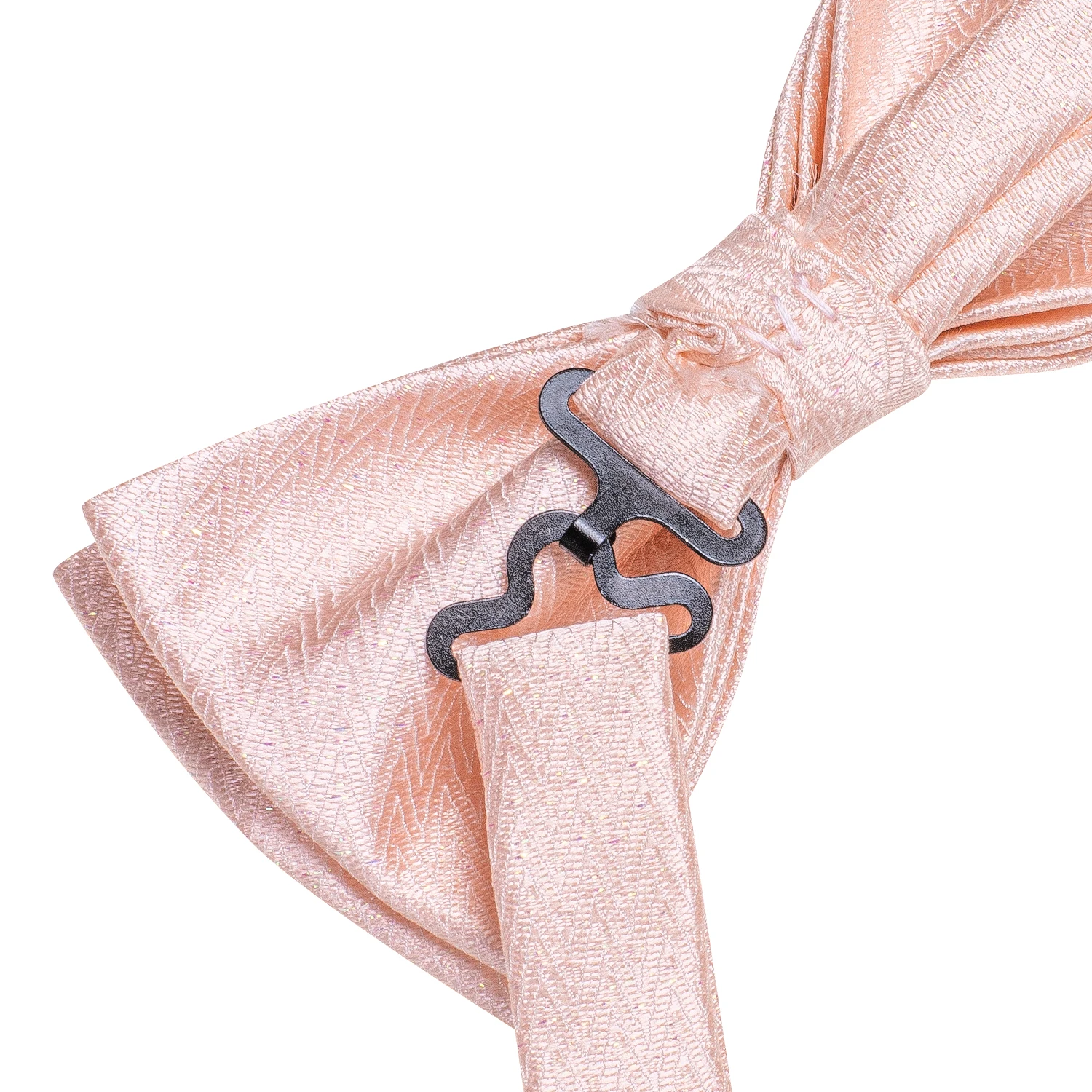 Hi-Tie Peach Pink Salmon Silk Mens Bow Tie Pocket Square Cufflinks Set Pre-tied Butterfly Knot Bowtie for Male Wedding Business