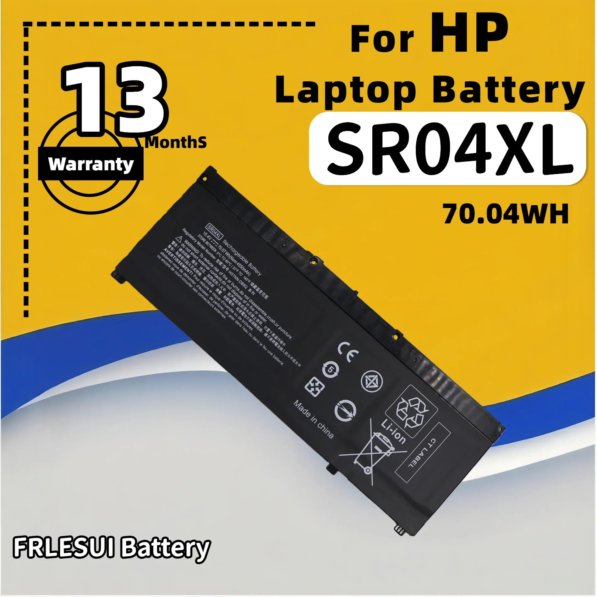 FRLESUI Replacement Laptop Battery for HP OMEN 15 Pavilion Power 15 SR04XL 917724 855 15.4V 70.07Wh, Brand New,13M Warranty