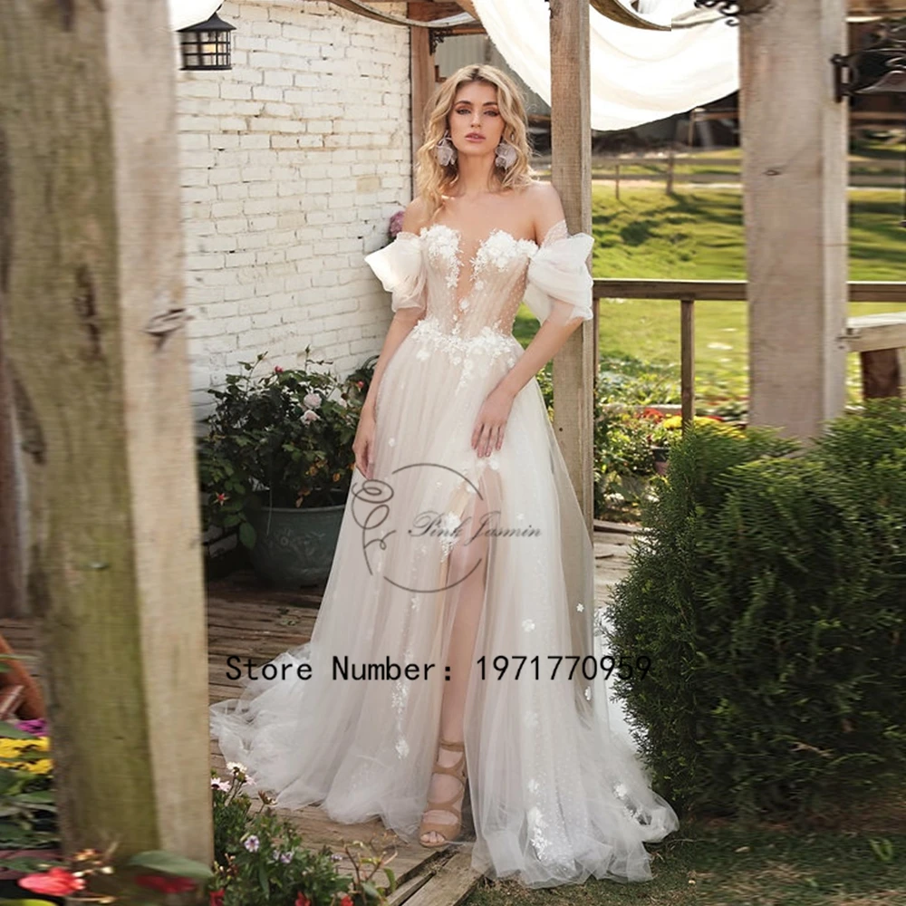 

2024 New Off The Shoulder Princess Modern Appliques Wedding Dresses Bride Illusion Soft Tulle Sexy Lacing Up Vestidos De Novia