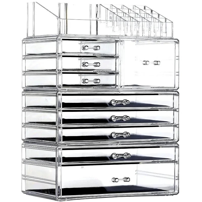 

%a Clear Makeup Organizer and Storage For Vanity,Large Acrylic Cosmetics Display Case With Stackable Drawers
