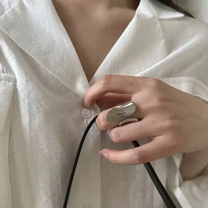 Foxanry Minimalist Retro Cuffs Fashion Creative Sleek Geometric Men's and Women's Open Rings Suitable For Everyday Jewelry Gifts image 2