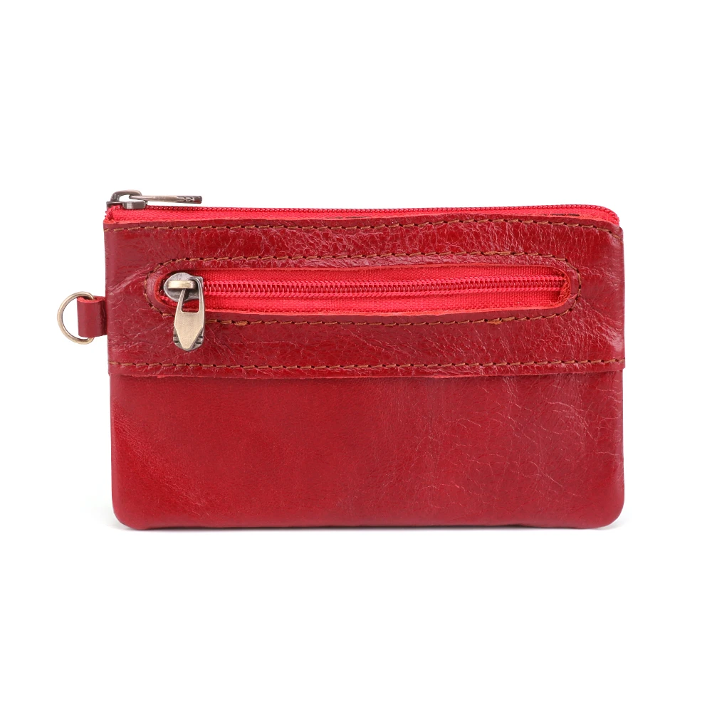 Jogujo-Monedero de piel de vaca para hombre y mujer, billetera corta de cuero genuino, Vintage, delgada, con cremallera, tarjetero