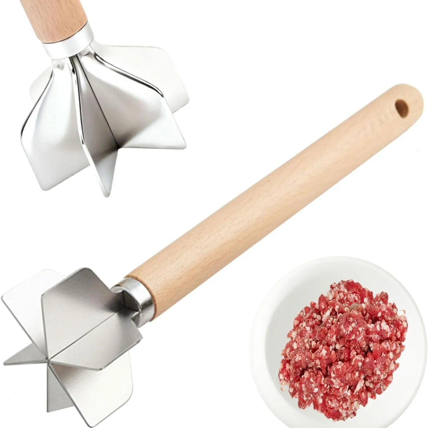 Cuchillo de Acero Inoxidable 304 para Picar Carne, con 6 Cuchillas, Triturador de Patatas, Picador de Carne de Pollo Cocida para Cocina Doméstica