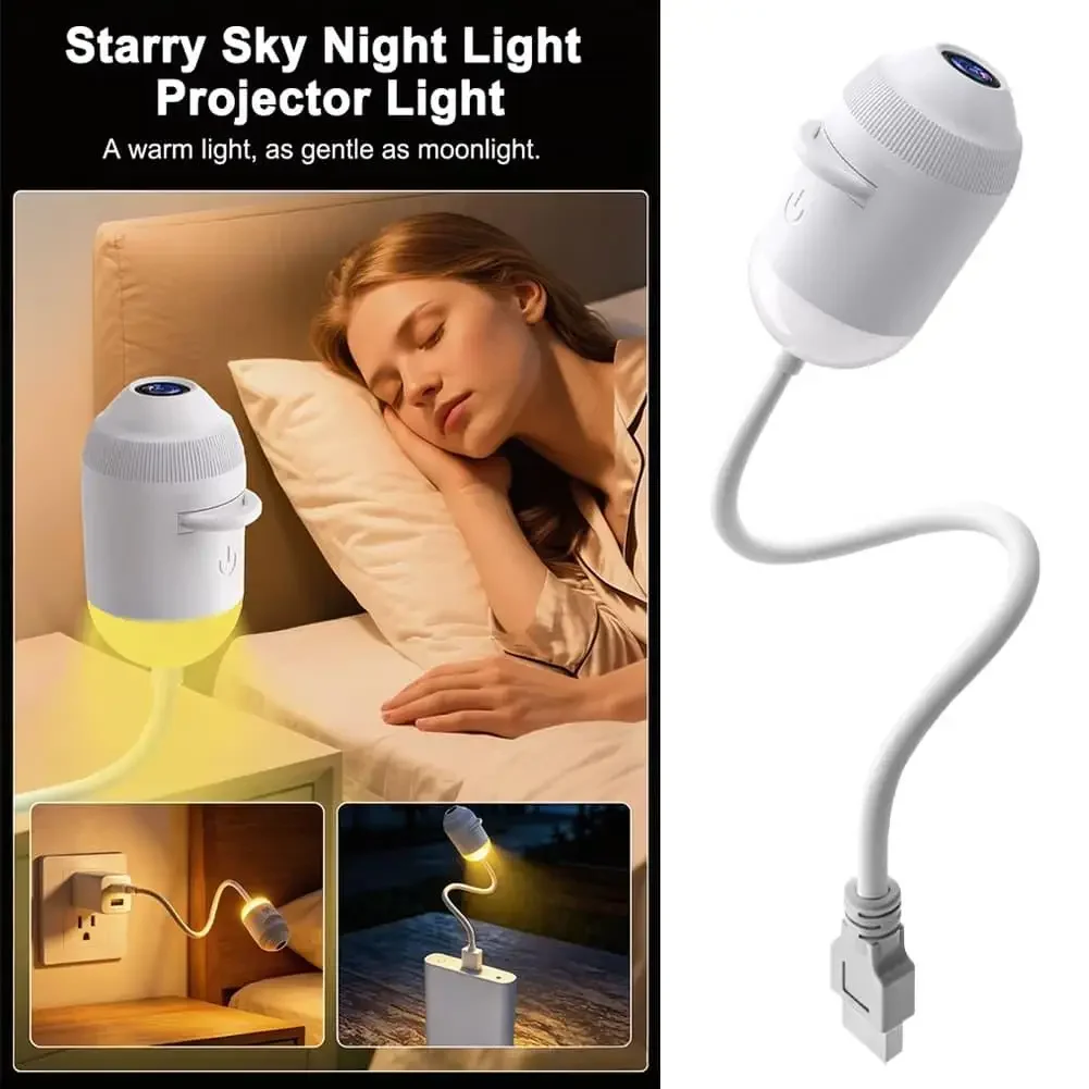 2-in-1 HD Holographic Night Light Projector Galaxy Star Design with Eye Protection USB Powered for Bedroom Car Perfect Christmas