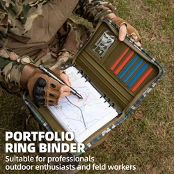Kosibate Outdoor Padfolio Ring Binder with 80 Sheets of Loose-Leaf Paper Memorandum A5 Weatherproof Tactical Notebook