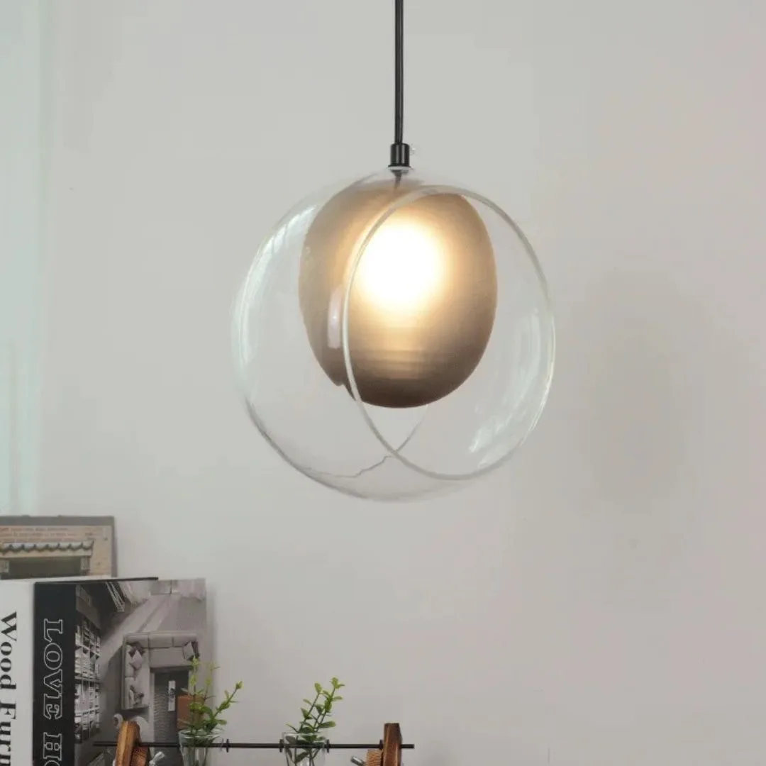 Creative Restaurant Glass Pendant Lamp Amber Smoke Gray Clear Colorful Ball Chandelier Light Bedside Dining Table Kitchen Decor