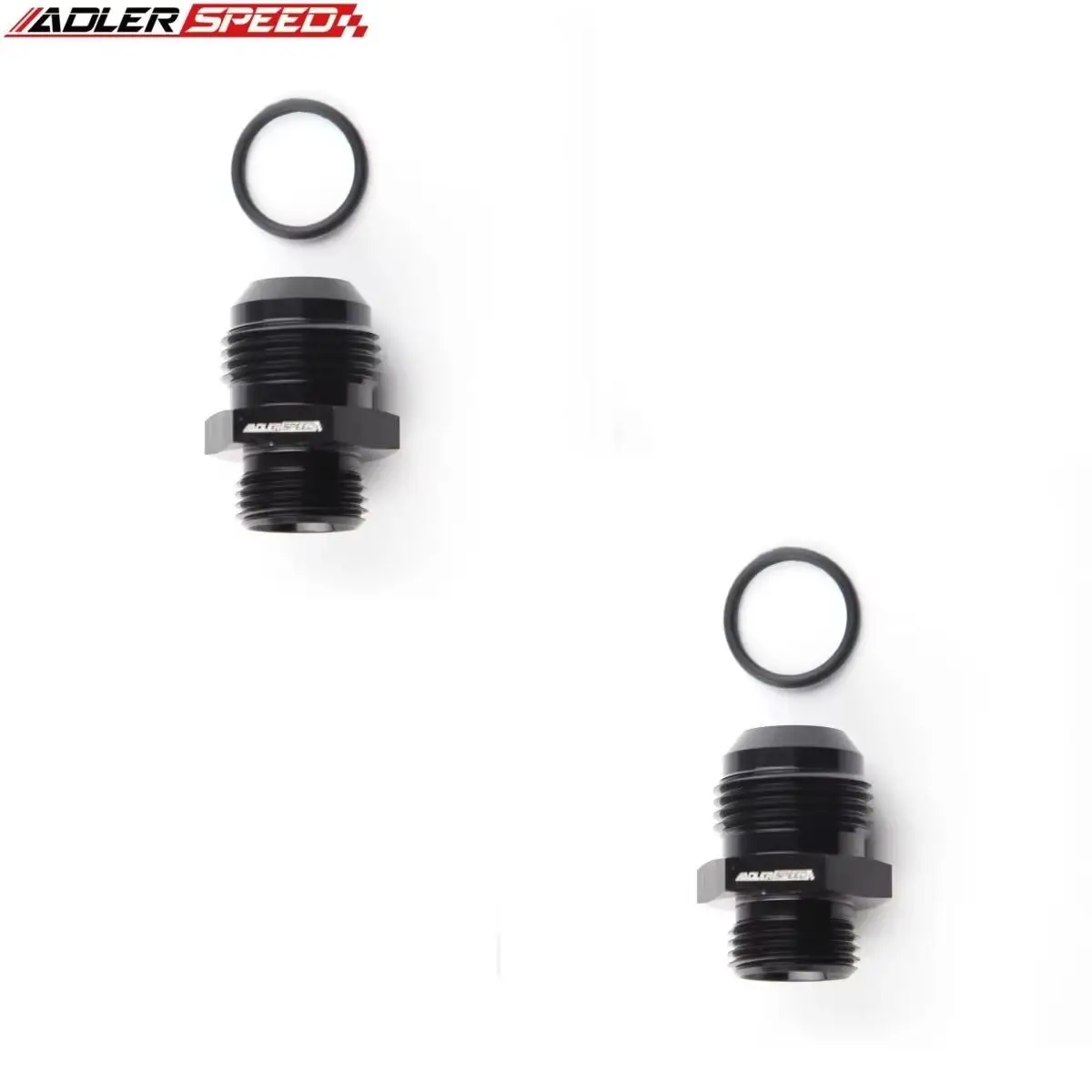 2PCS -12 AN AN12 Male Flare To -12AN AN12 O Ring Boss Straight Adapter Fitting Black Blue