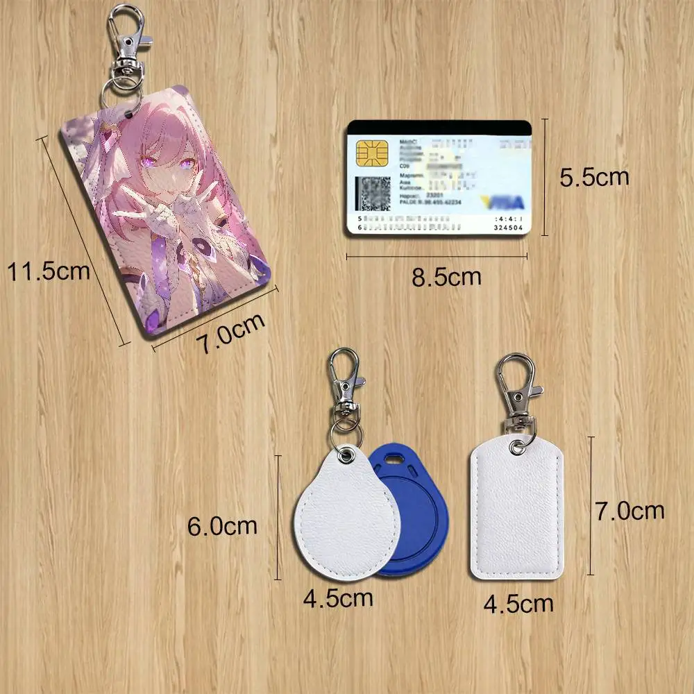 Elysia Seele Vollerei Honkai Impact Cartoon Movie Singer Leather Card Holder Can Store Access Control ID Card Subway case