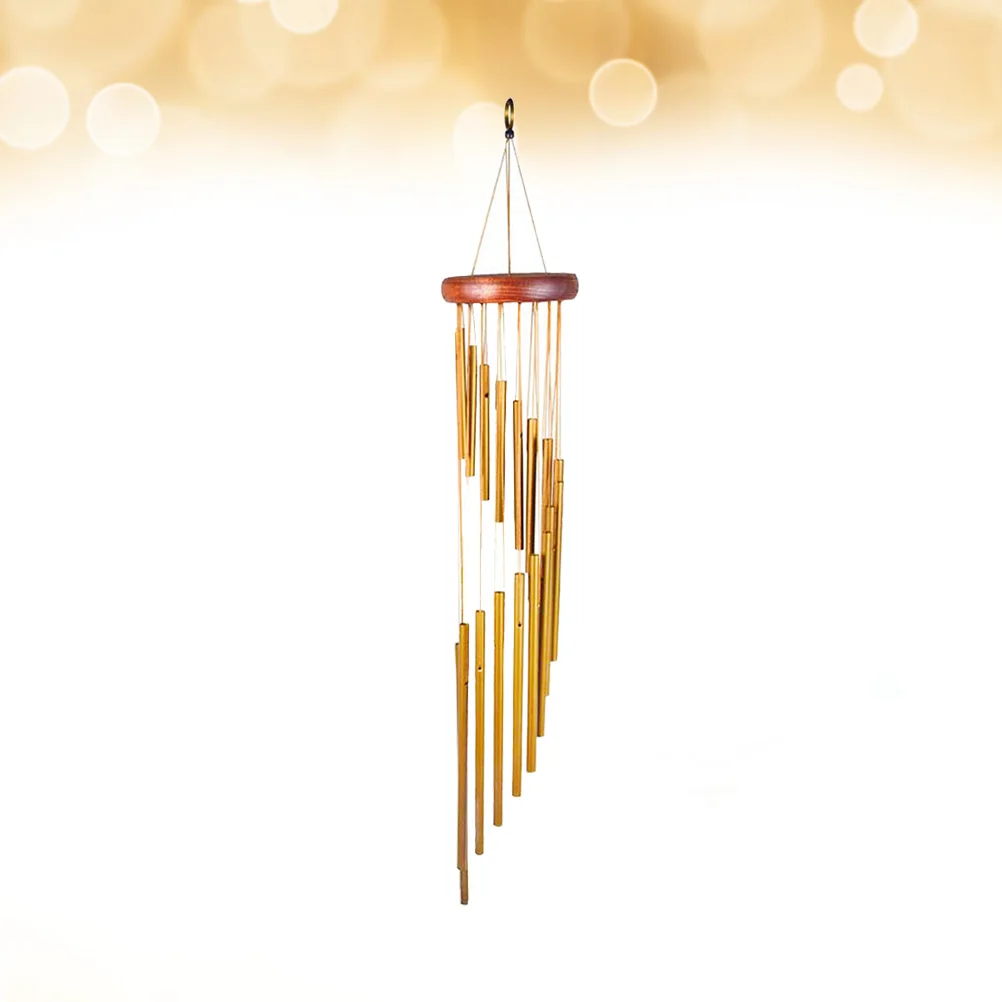 

Frosted Tube Wind Chimes Solid Wood Hanging Outdoor Indoor Garden Decoration Tuning Melody Big Wind Chimes Gift Gold