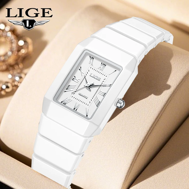 LIGE Classic Elegant Woman Watch Fashion Luxury Ceramic Strap Waterproof Casual Simple Dress Quartz Women's Watches Wristwatches