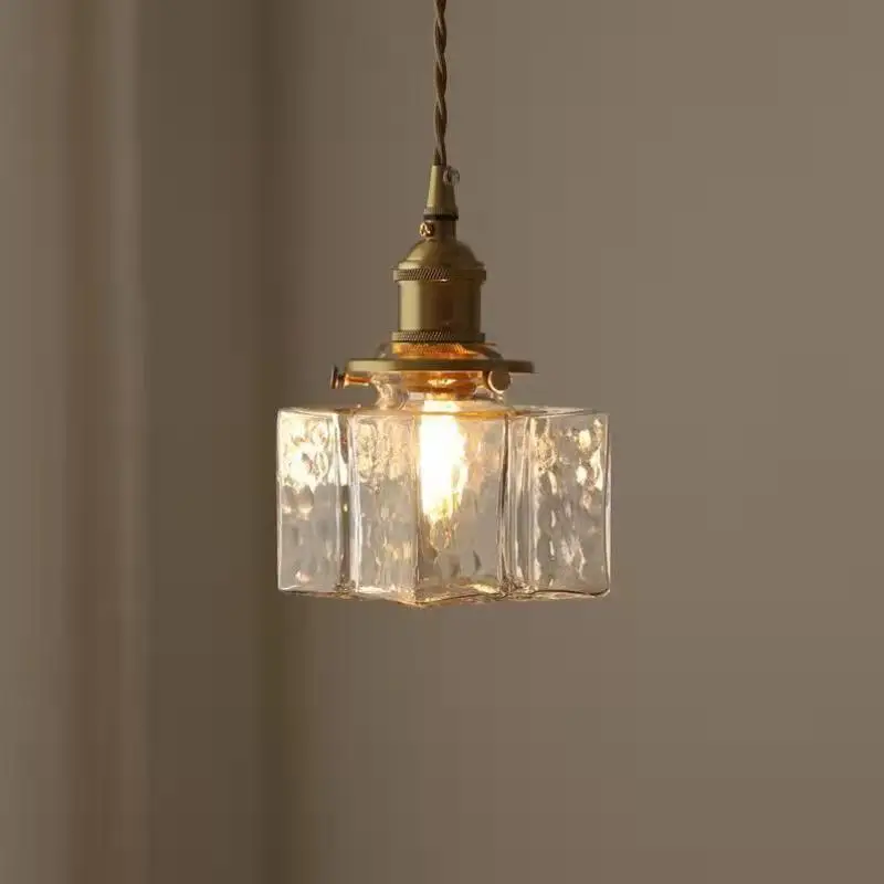 Japanese Home Decoration Glass Pendant Lamp Vintage Brass Rustic Led Ceiling Hanging Lights For Bedroom Dining Table Chandeliers