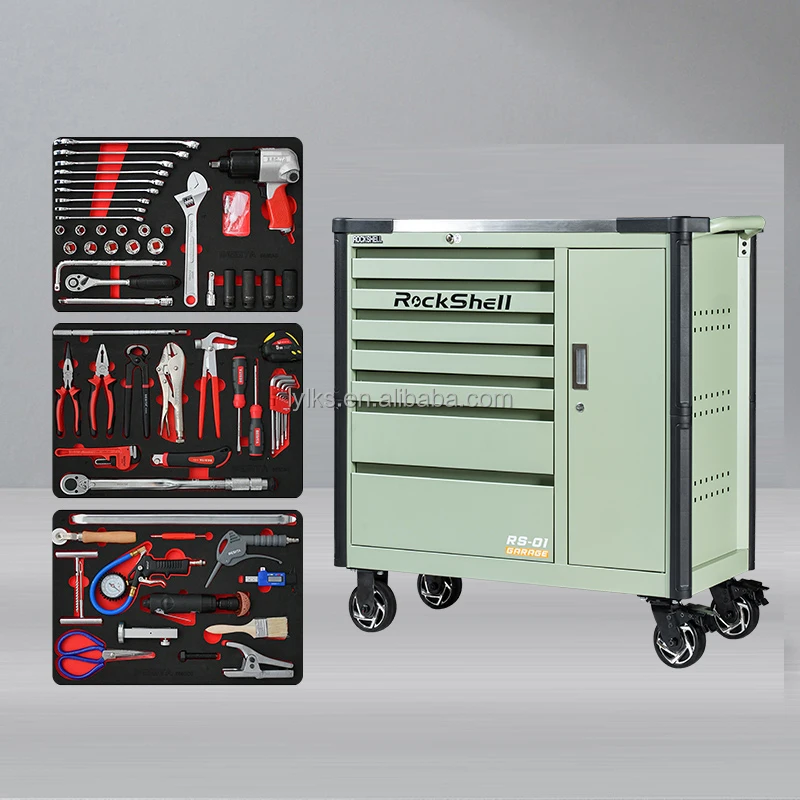 

Rockshell 7-Drawer Steel Tool Trolley Cabinet Rolling Iron Metal Drawers with Tools for Storage for Mechanics Cart