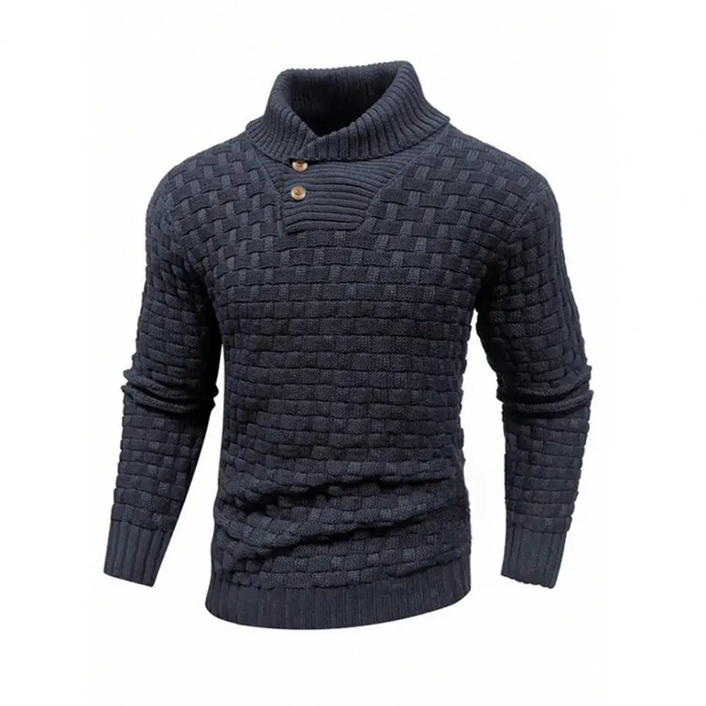 Men Slim Fit Sweater Men Regular Fit Sweater Men's High Collar Winter Sweater with Neck Protection Long Sleeves Slim for Wear