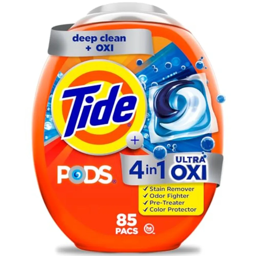 

Tide 4-in-1 Ultra Oxi PODS Laundry Detergent Pacs,,HE Compatible, Built in Pre-treater for Stains