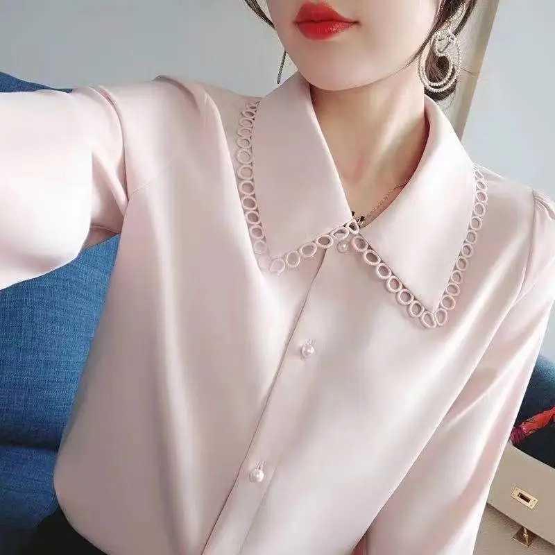 Spring New Style Chiffon Shirt Women\'s Fashion Age Reducing Fairy Style Top Western Style Small Shirt Long Sleeve OL Shirt