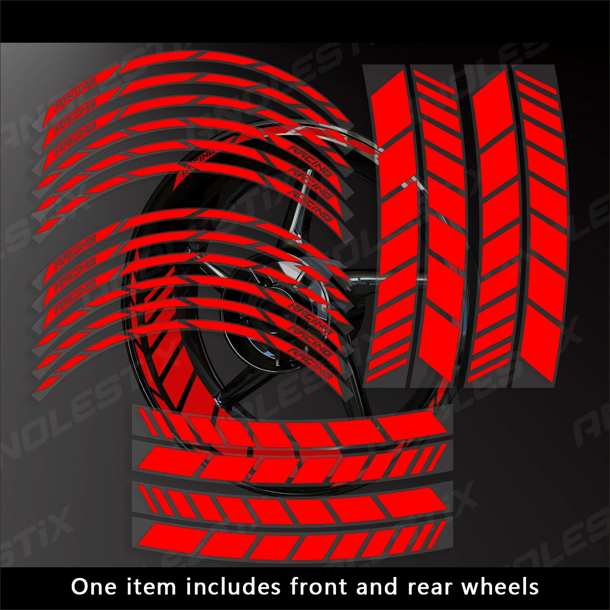 AnoleStix 17 Inchs For YAMAHA Honda Kawasaki Suzuki BMW KTM Triumph Reflective Motorcycle Wheel Stickers Hub Decal Rim Stripe
