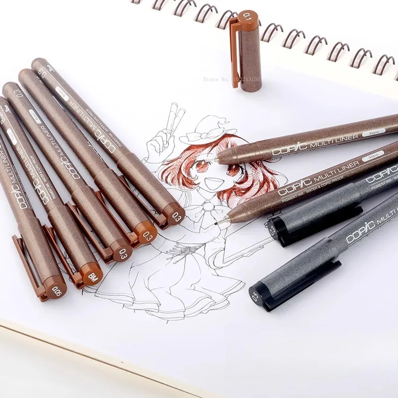 Japanese Colored Hook Line Pen Waterproof Art Supplies Anime Architectural Design Ink Tube Drawing Pen Watercolor Outline Marker