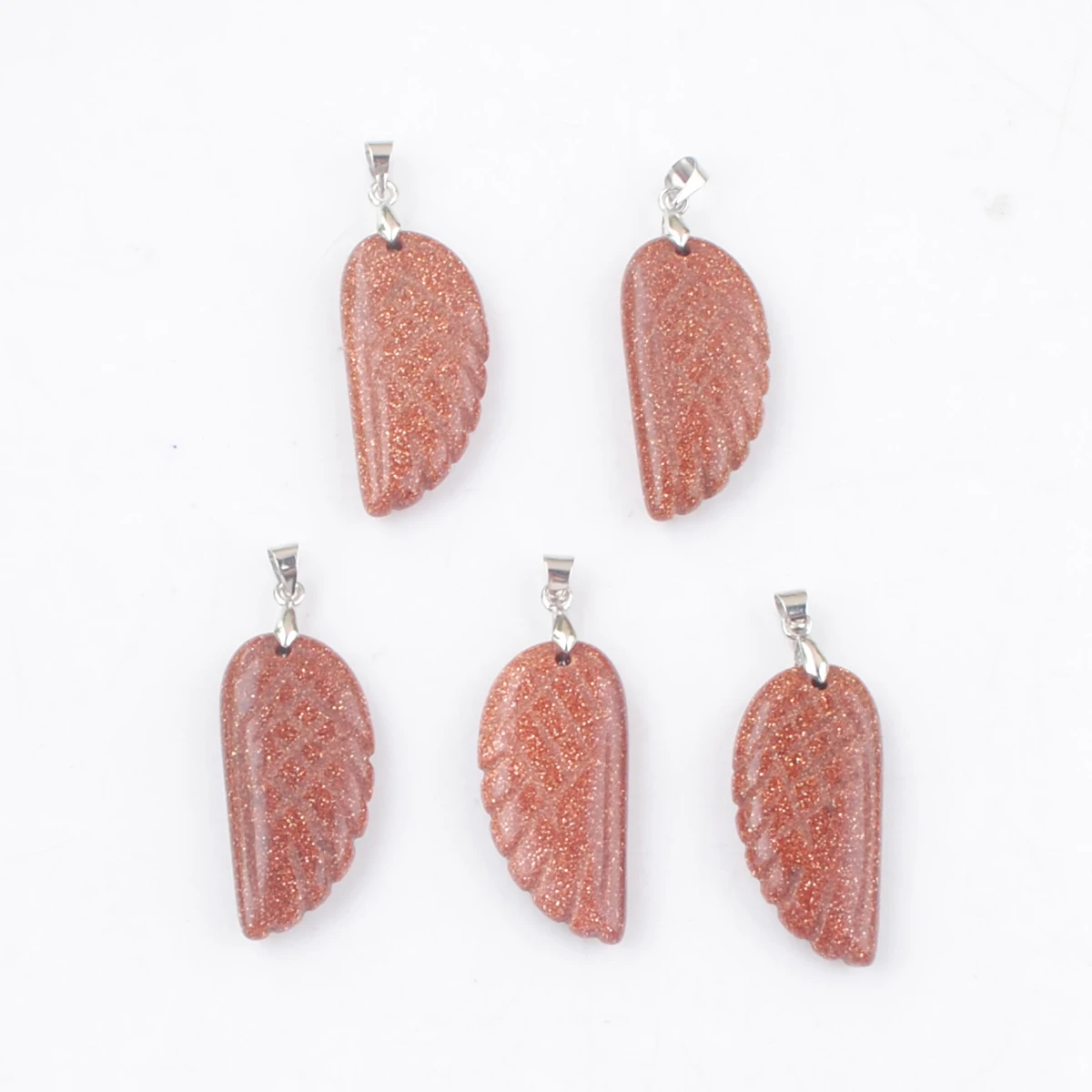 

5Pcs Natural Golden Sand Stone Carved Angel Wings Pendants Reiki Chakra Amulet Charm Good Luck Women Man Fashion Jewelry EN3529