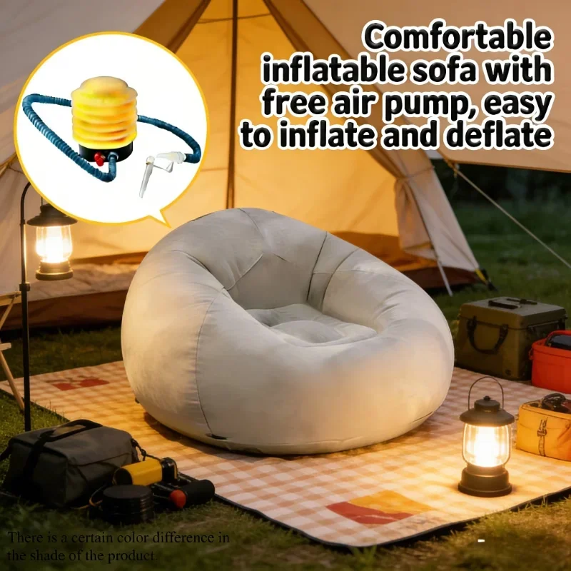 pvc製インフレータブルレイジーチェア、ポータブル折りたたみ式一人用ソファ、屋内外兼用、人間工学に基づいたインフレータブルラウンジソファ