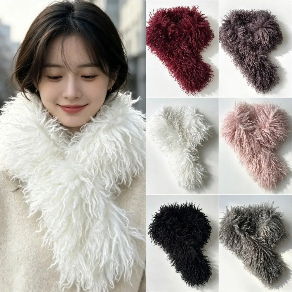 Soft Thicken Imitation Wool Scarf Solid Color Keep Warm Winter Scarf Neck Protection Neck Warmer Scarf Winter