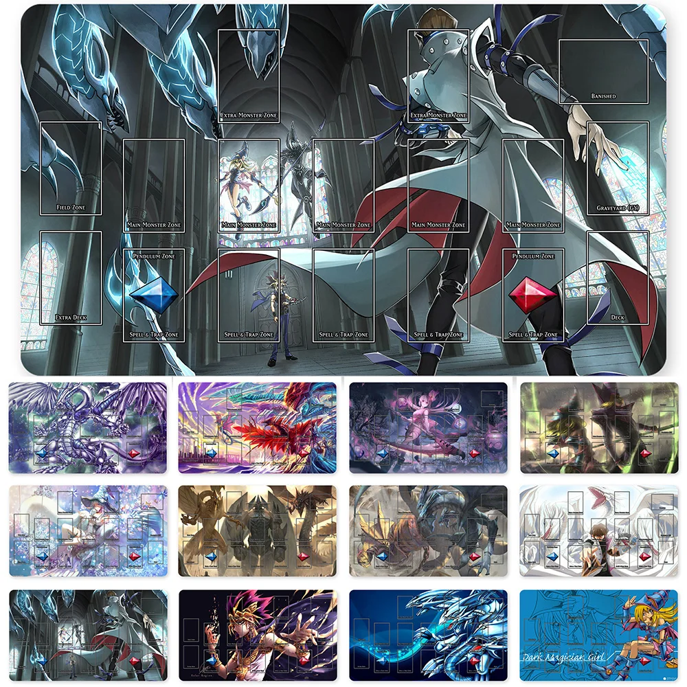 

HOT OCG Playmat Blue-eyes Ultimate Dragon Dark Magician Duel Monsters Playmats Compatible for YuGiOh TCG + Free Bag - ygo (52)